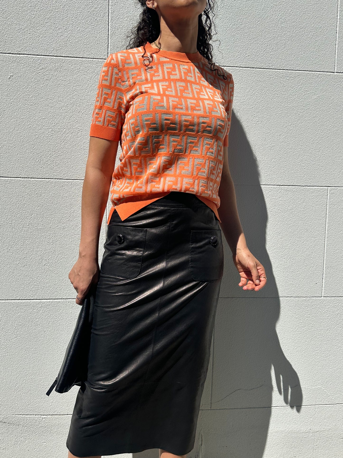 Chanel Black Leather Skirt Size 36