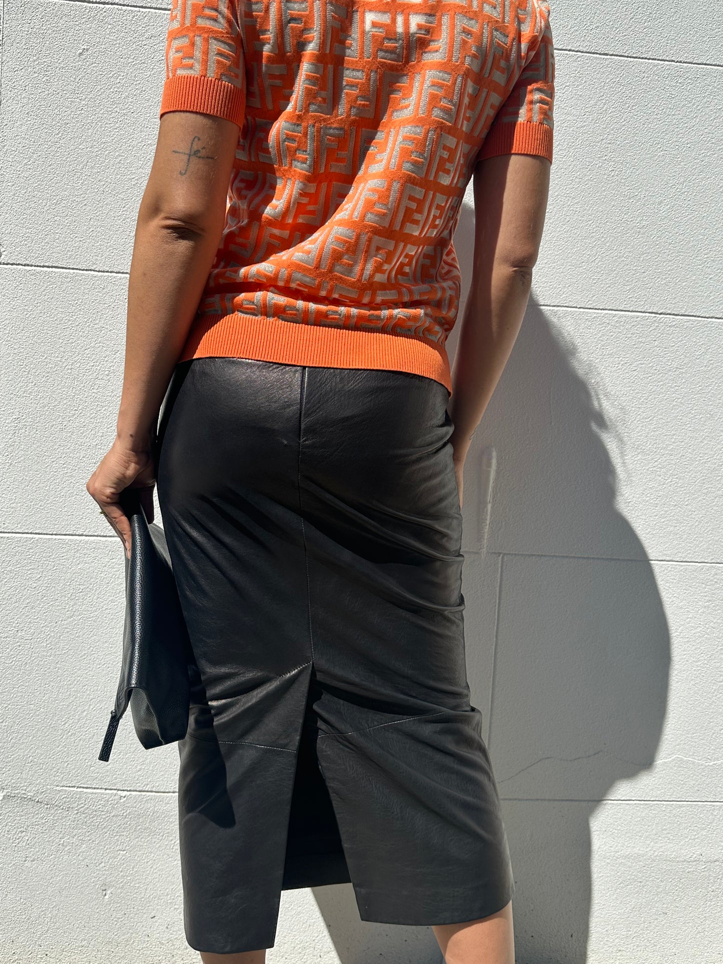 Chanel Black Leather Skirt Size 36