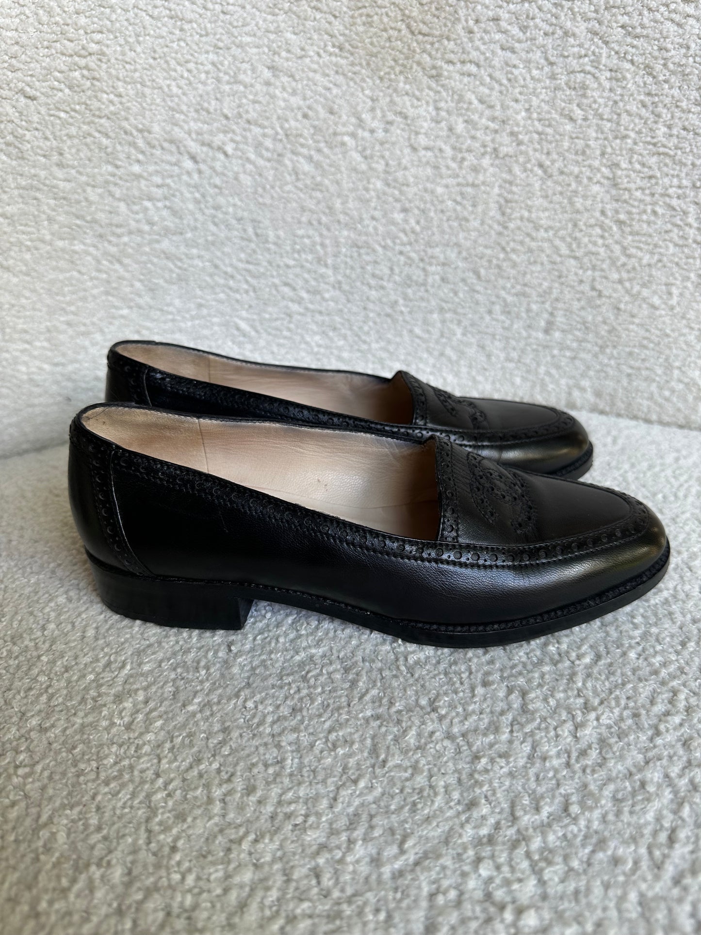 Chanel Black Logo Loafers Size 35