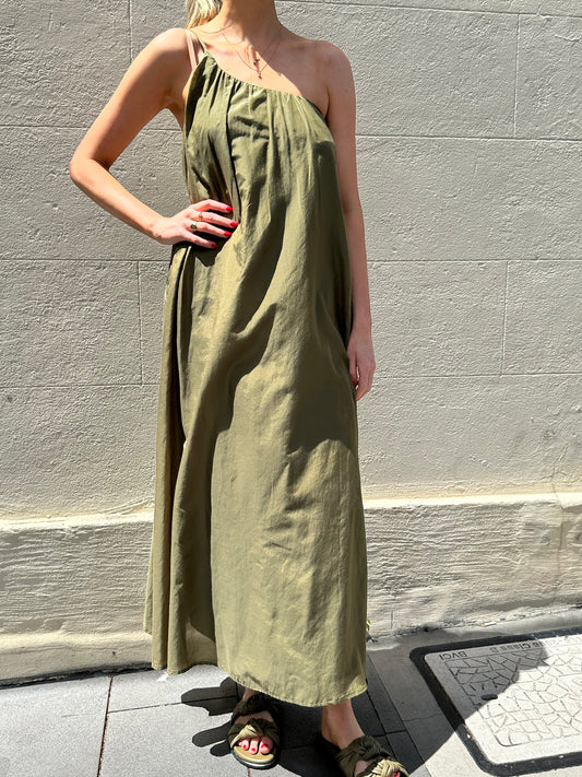 Bird & Knoll Olive Maxi Dress Size XS
