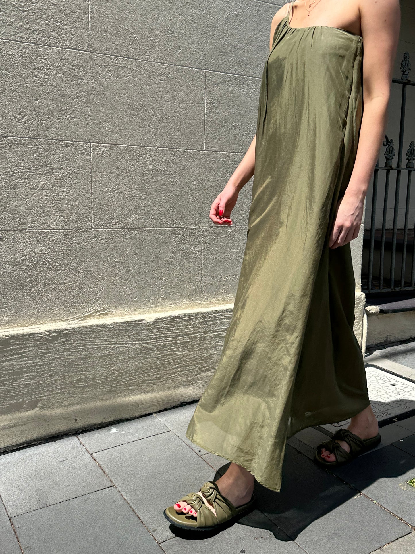 Bird & Knoll Olive Maxi Dress Size XS