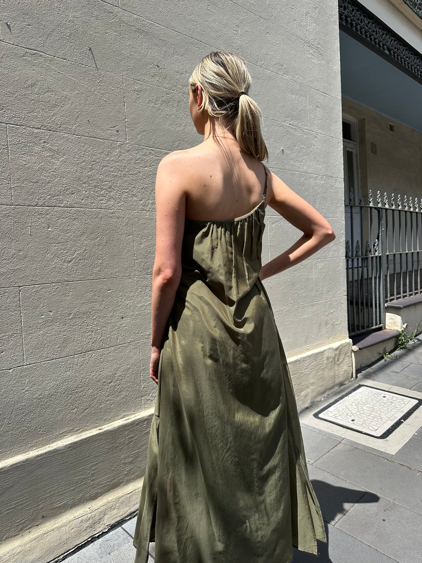 Bird & Knoll Olive Maxi Dress Size XS