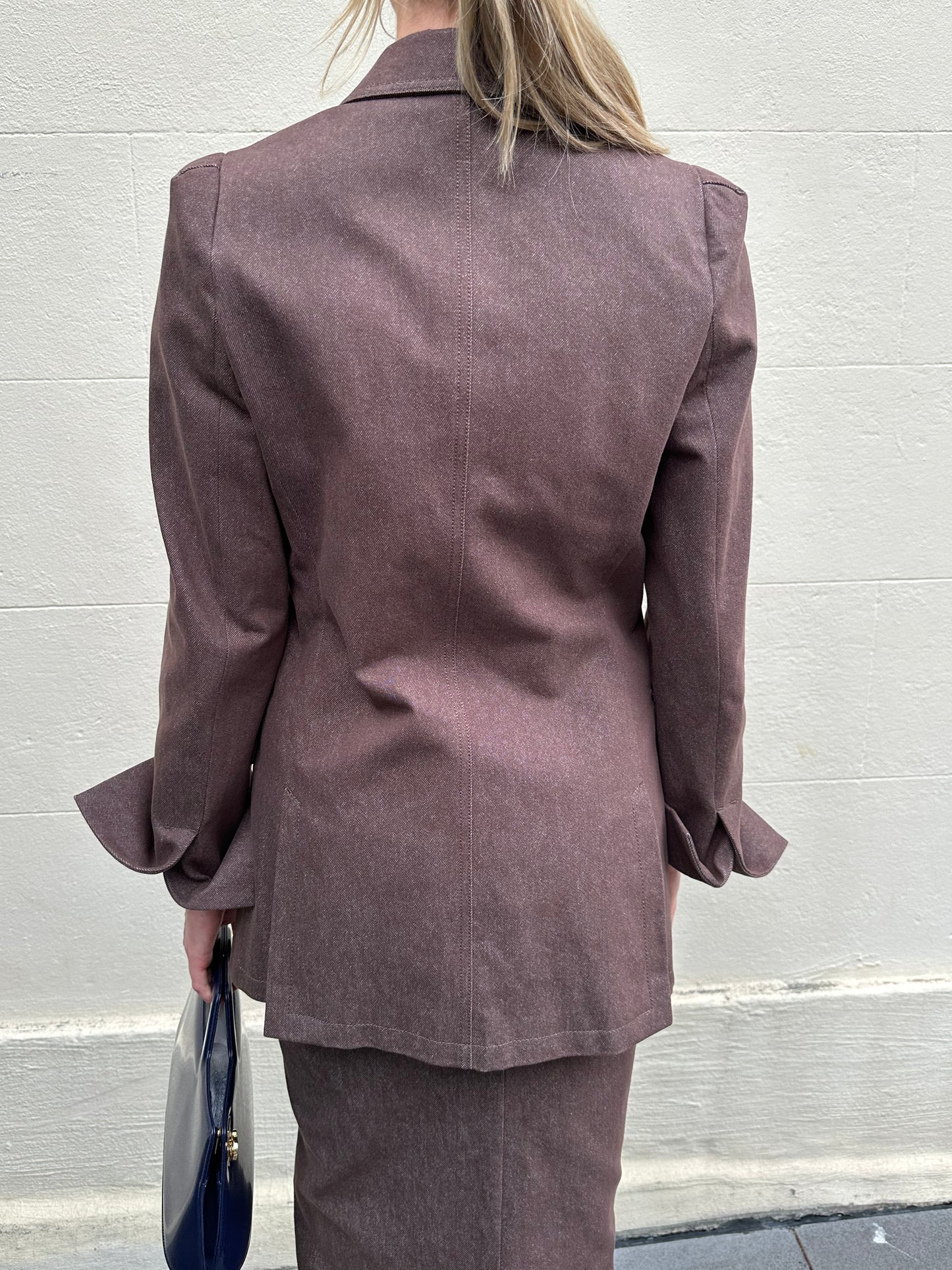 Max Mara Brown Denim Skirt Suit Size 38