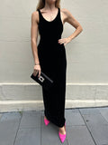 Yves Saint Laurent Black Velvet Cutout Evening Gown Size 38