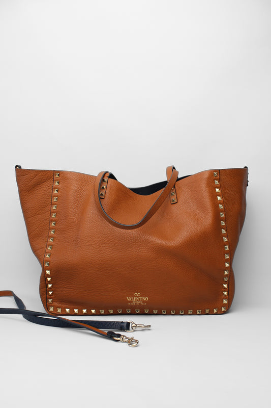 Valentino Navy/Brown Rockstud Tote Bag