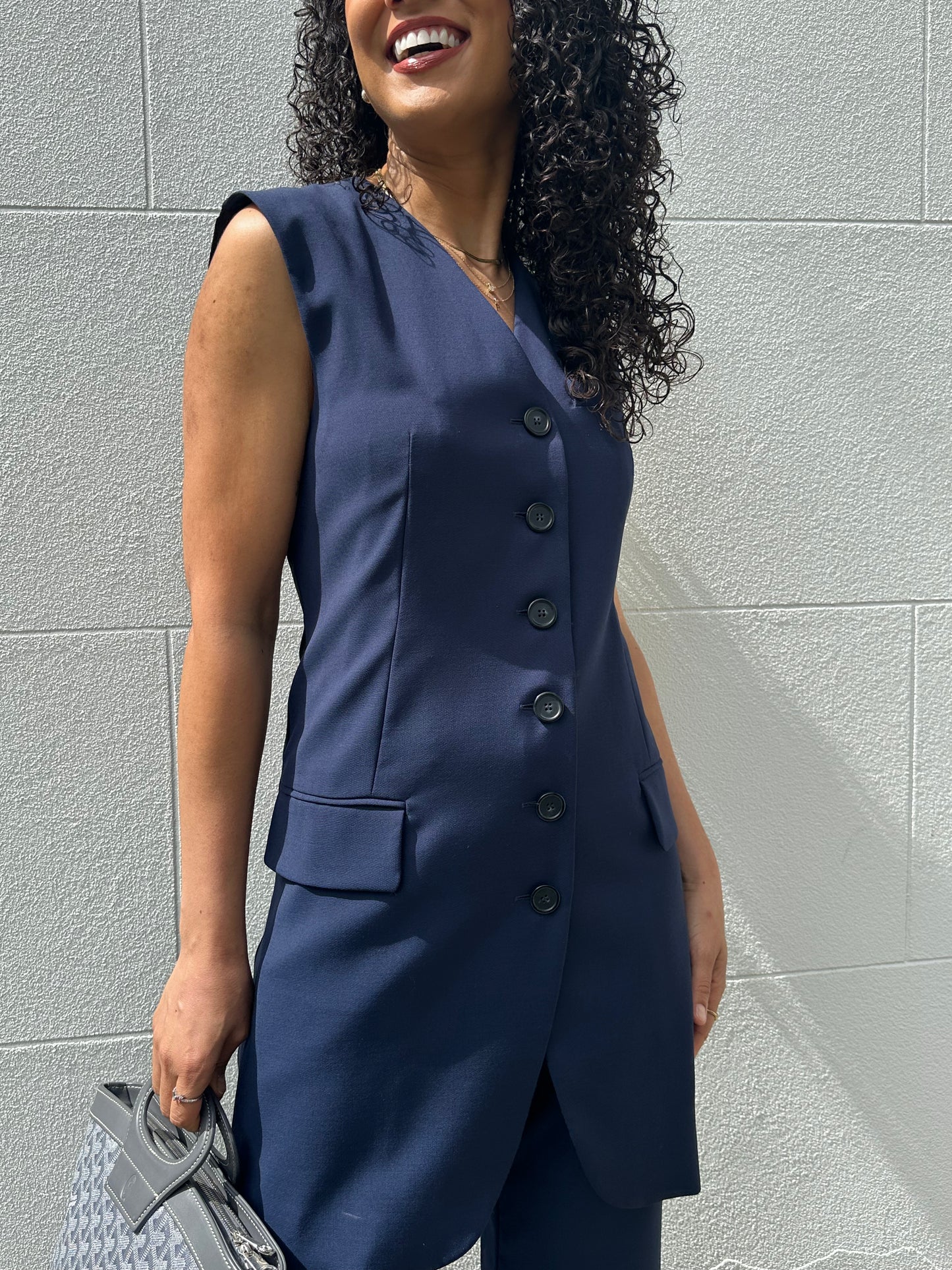 Sportmax Navy Vest and Pant Set Size 38