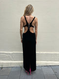 Yves Saint Laurent Black Velvet Cutout Evening Gown Size 38