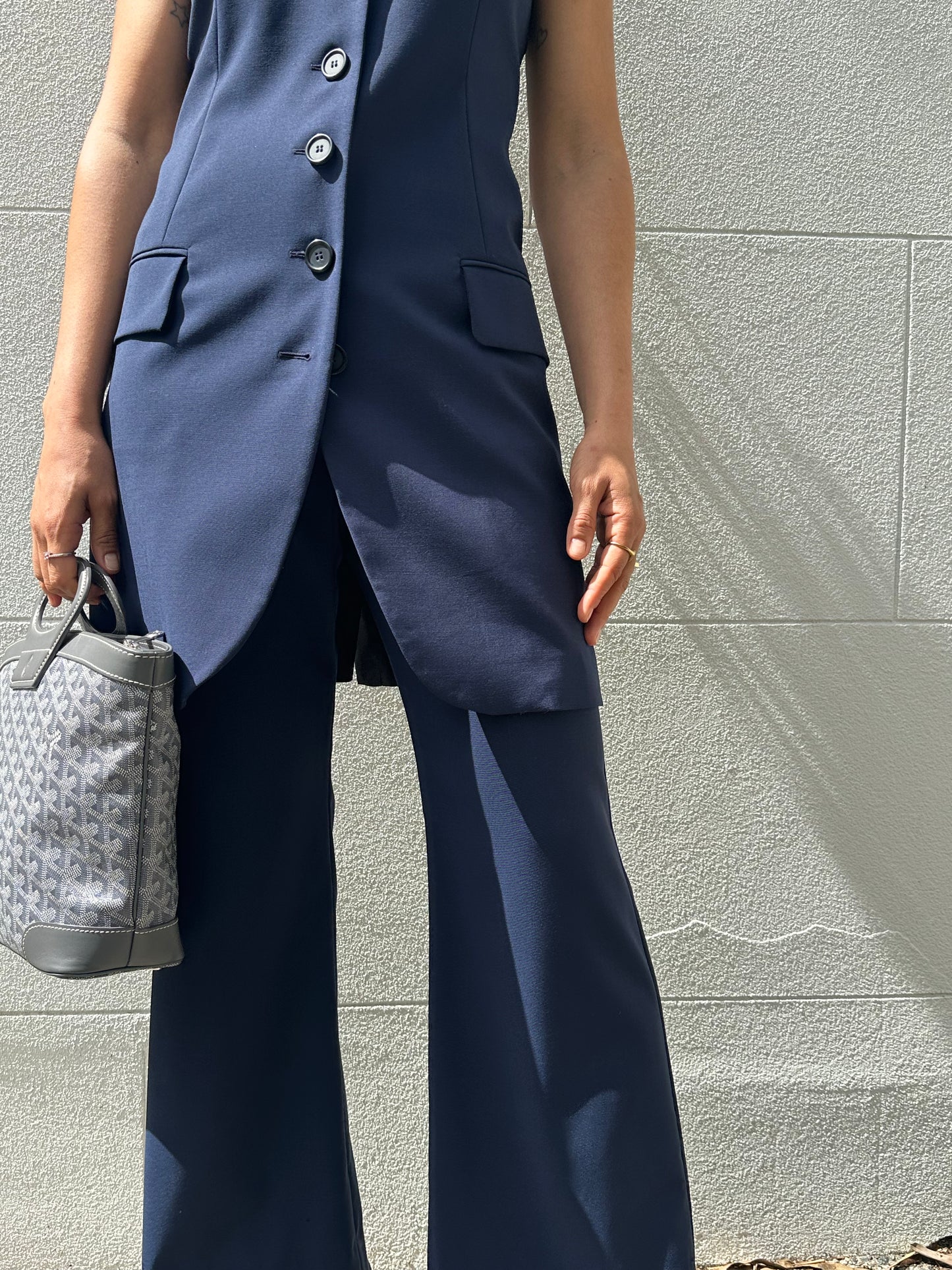 Sportmax Navy Vest and Pant Set Size 38