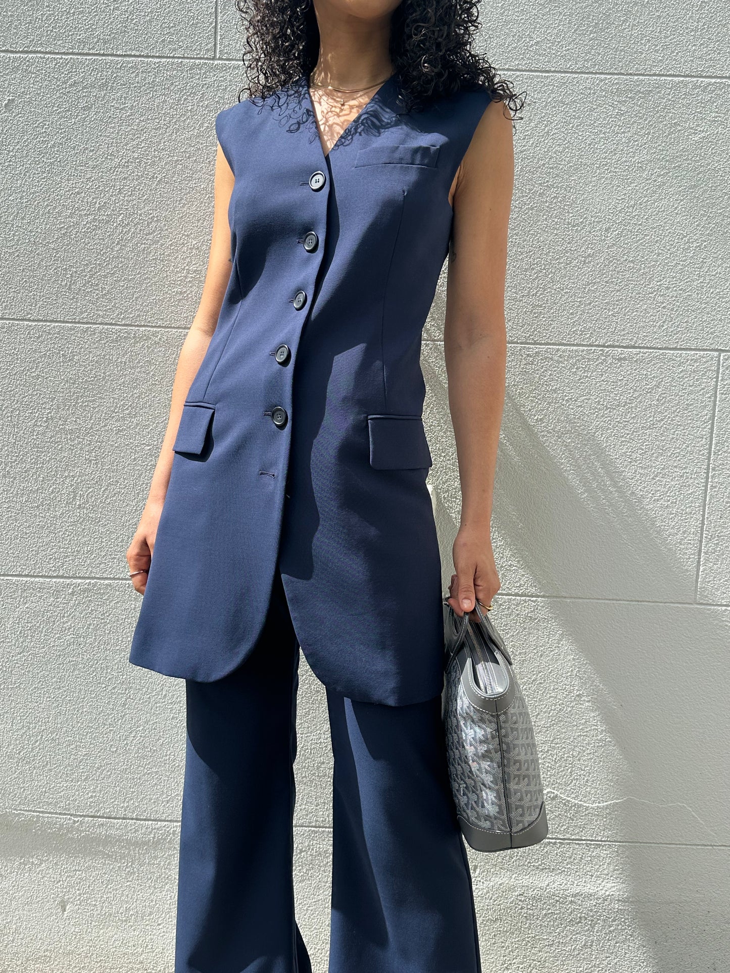 Sportmax Navy Vest and Pant Set Size 38