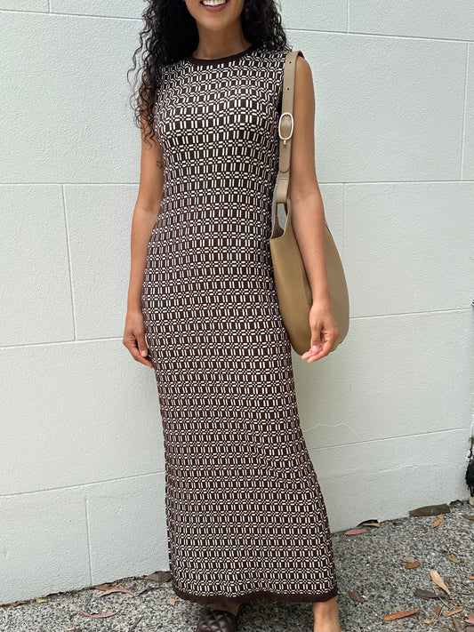 Marni Brown Check Long Dress Size M