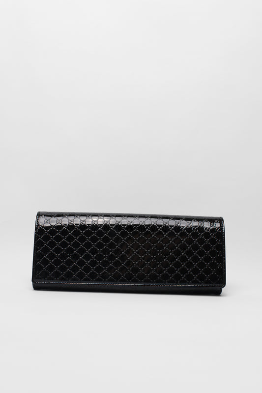 Gucci patent black leather clutch bag