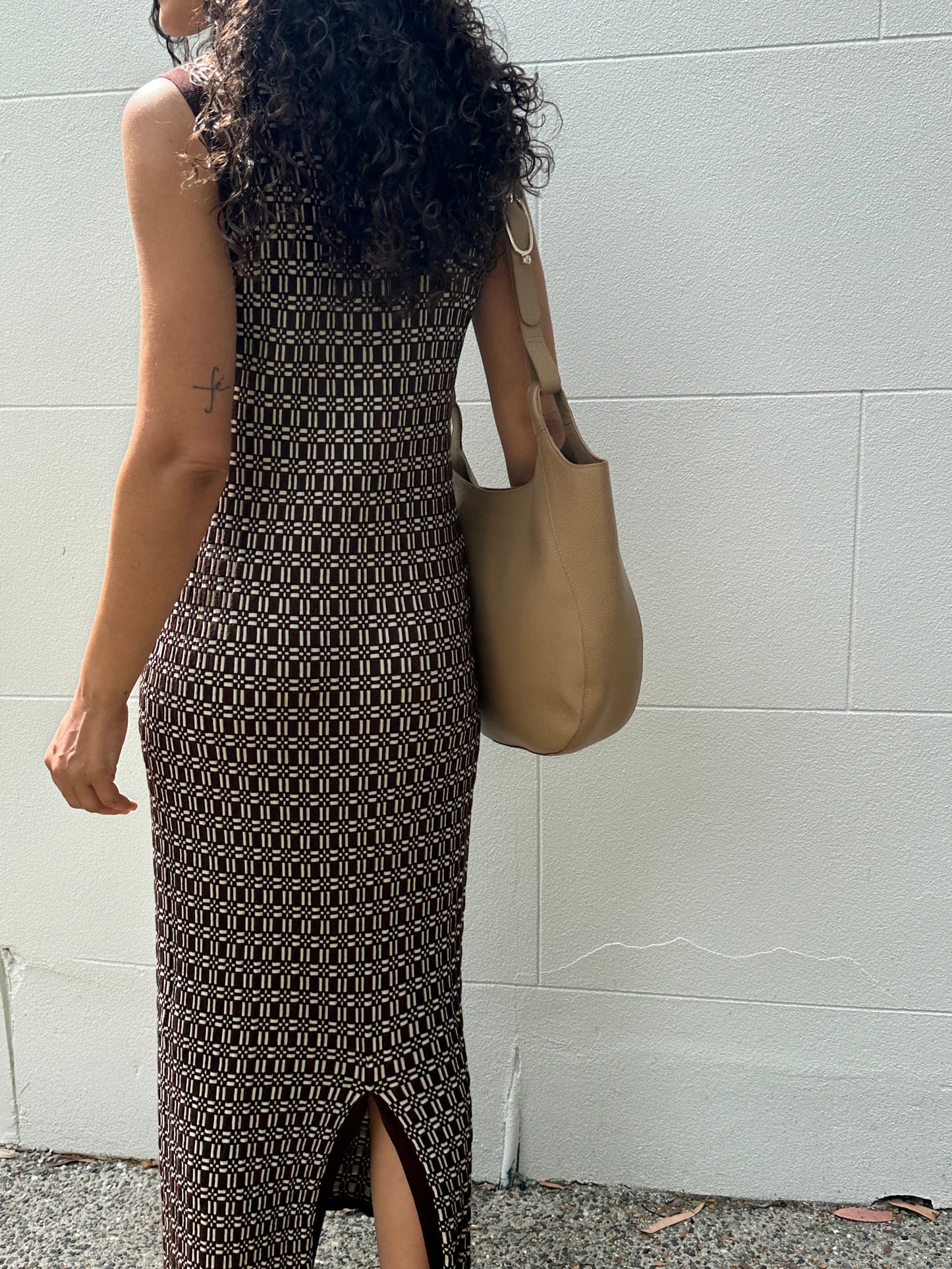 Marni Brown Check Long Dress Size M