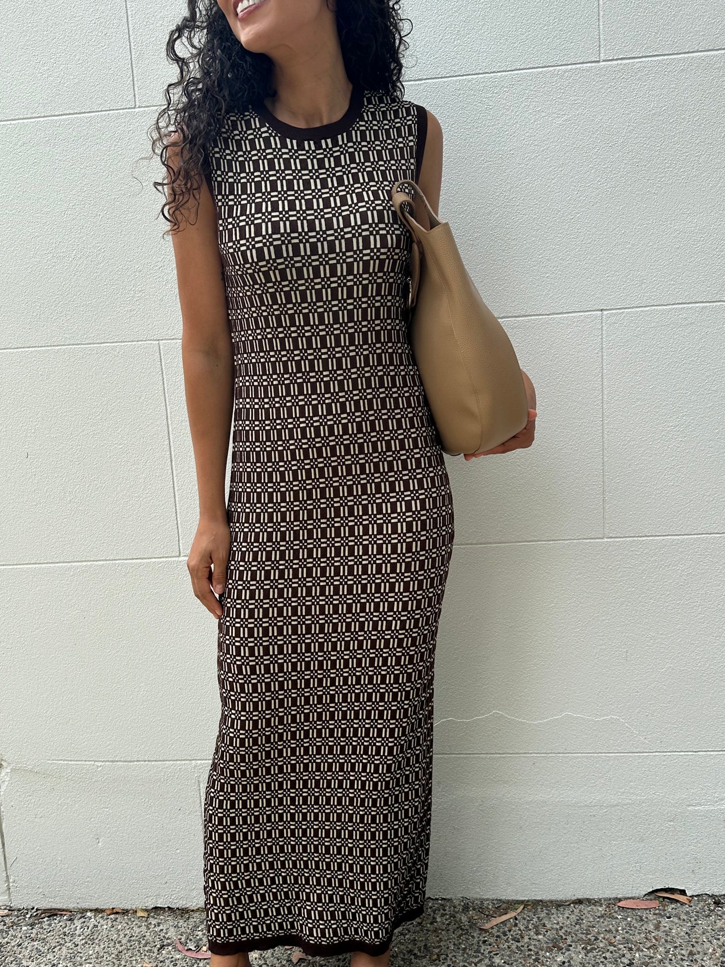 Marni Brown Check Long Dress Size M