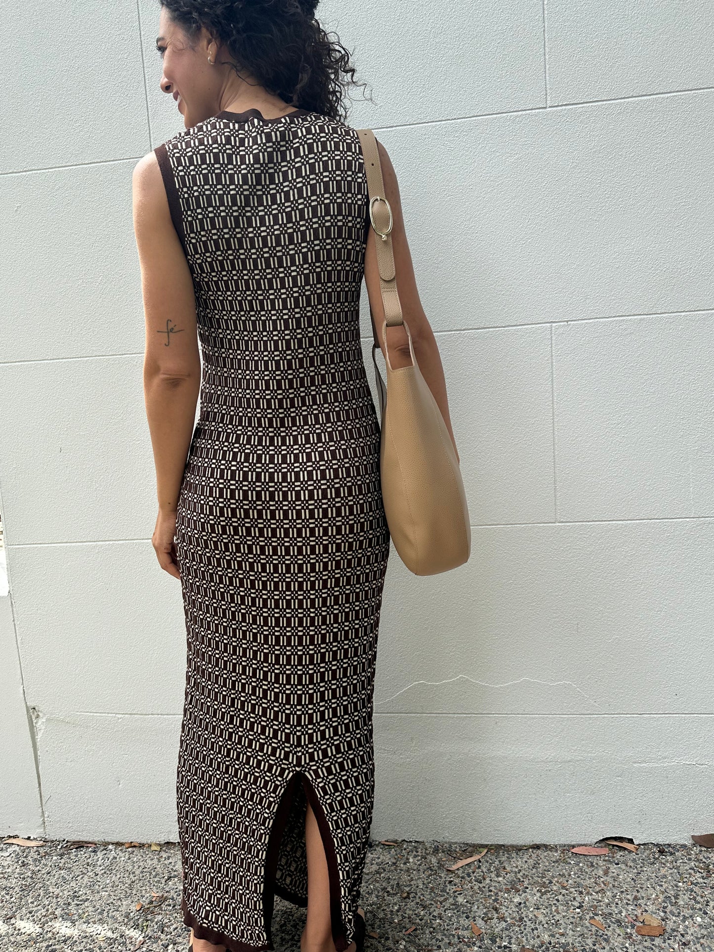 Marni Brown Check Long Dress Size M