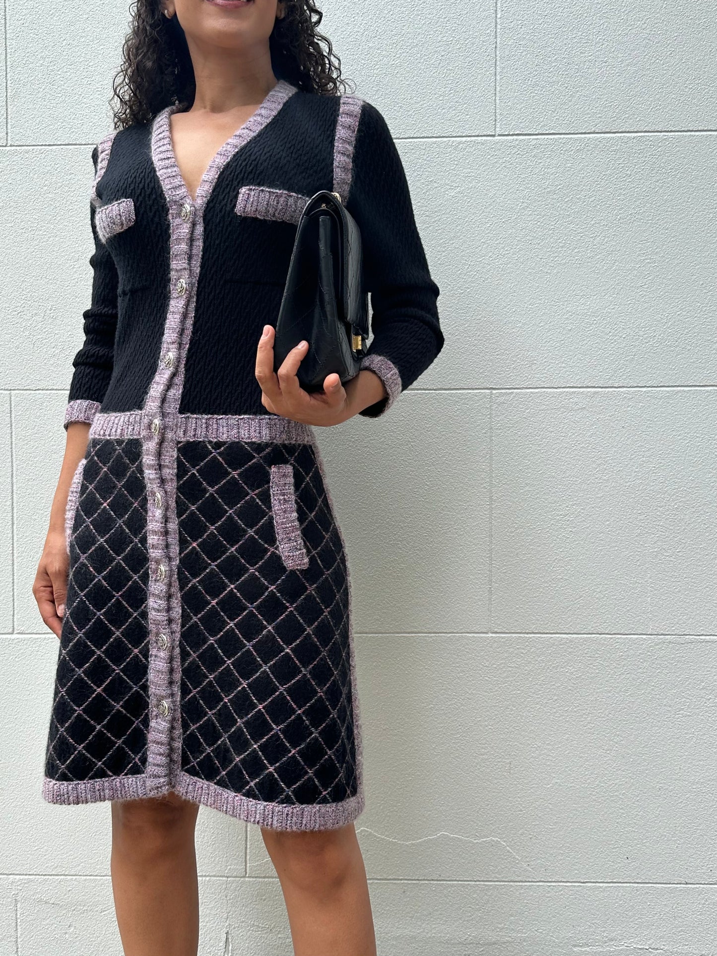 Chanel Navy Wool Knit Dress Size 38