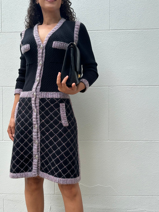 Chanel Navy Wool Knit Dress Size 38