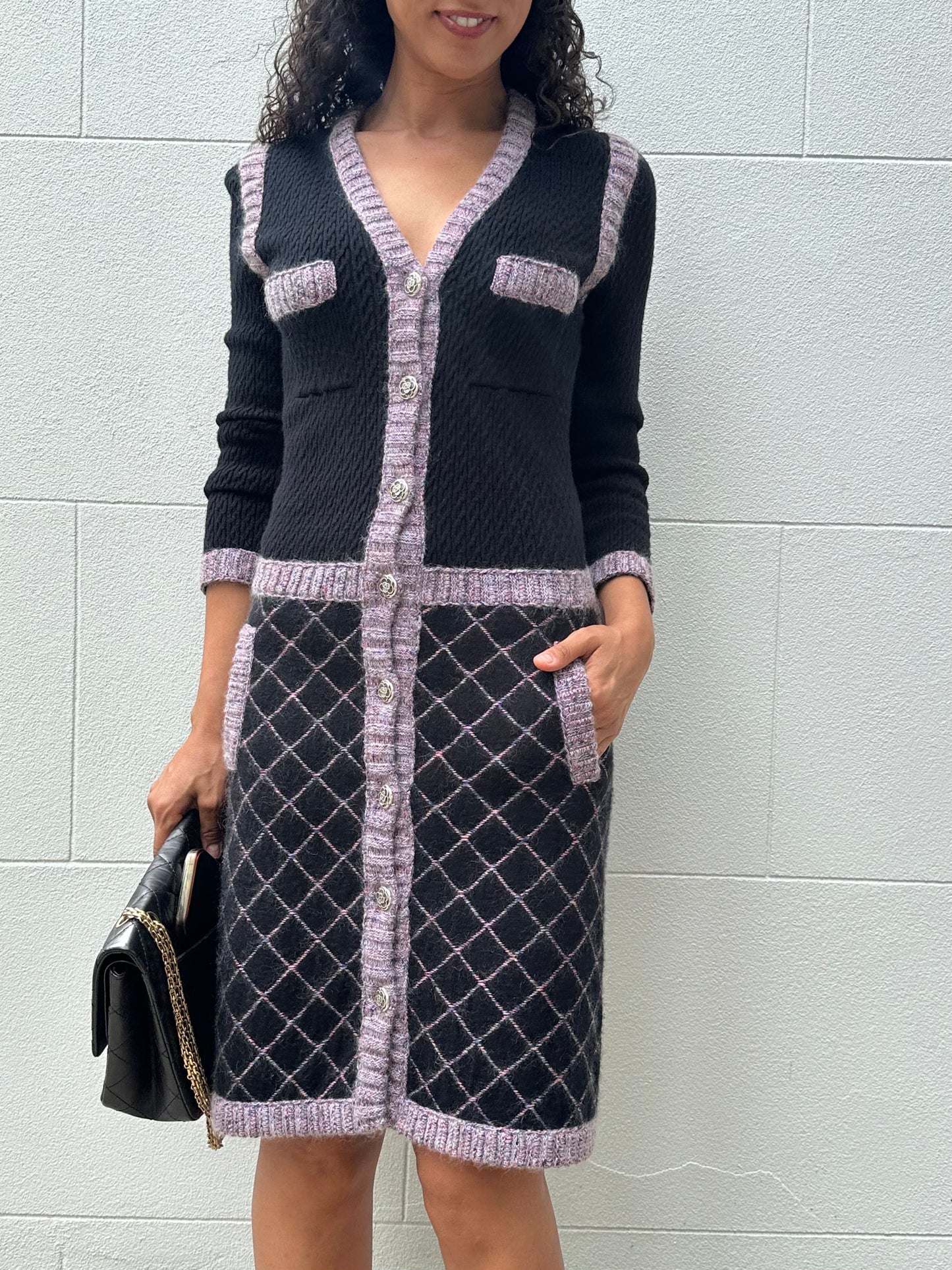 Chanel Navy Wool Knit Dress Size 38