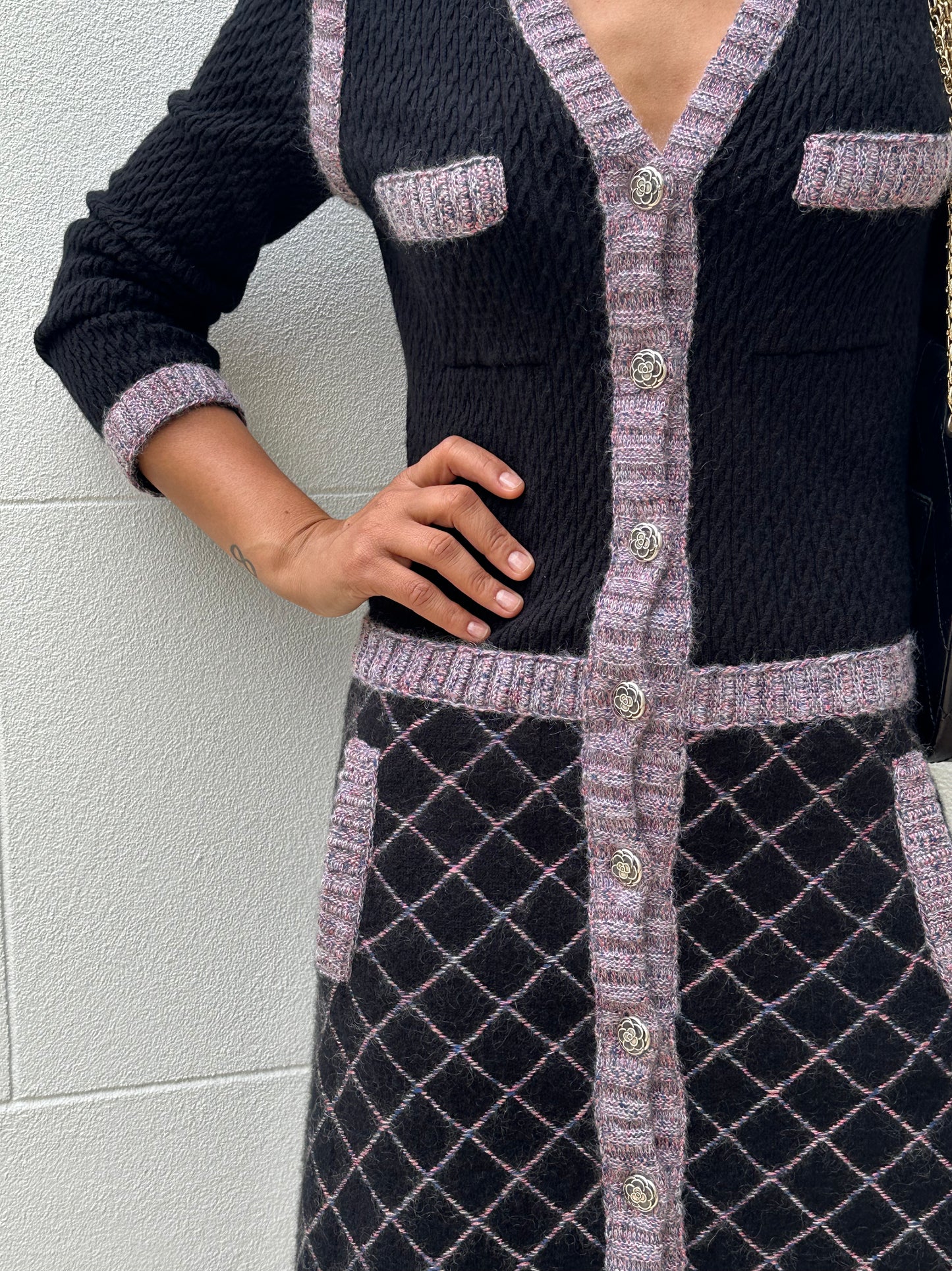 Chanel Navy Wool Knit Dress Size 38