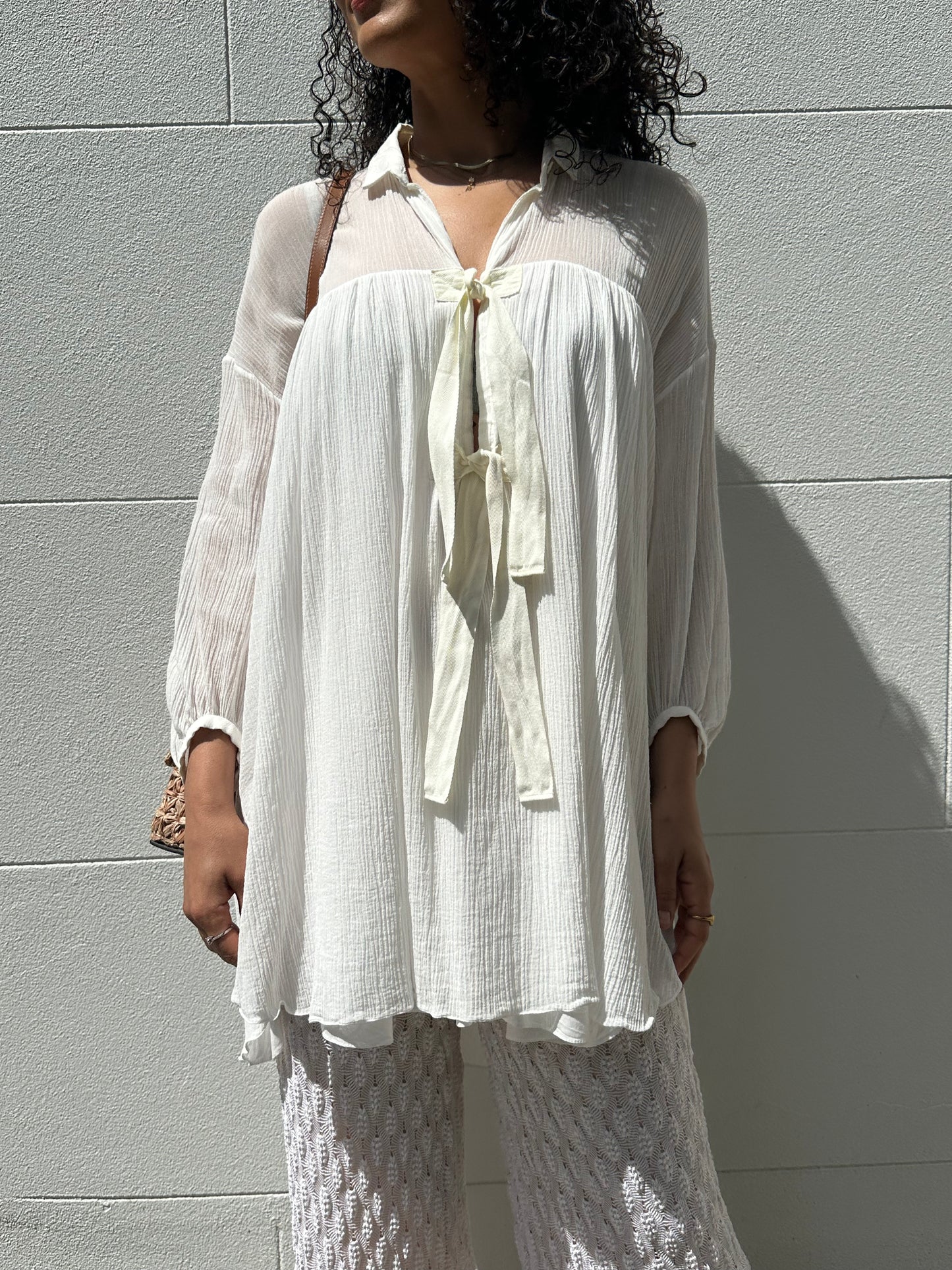 Chloe White Cotton Tie Top Size 38