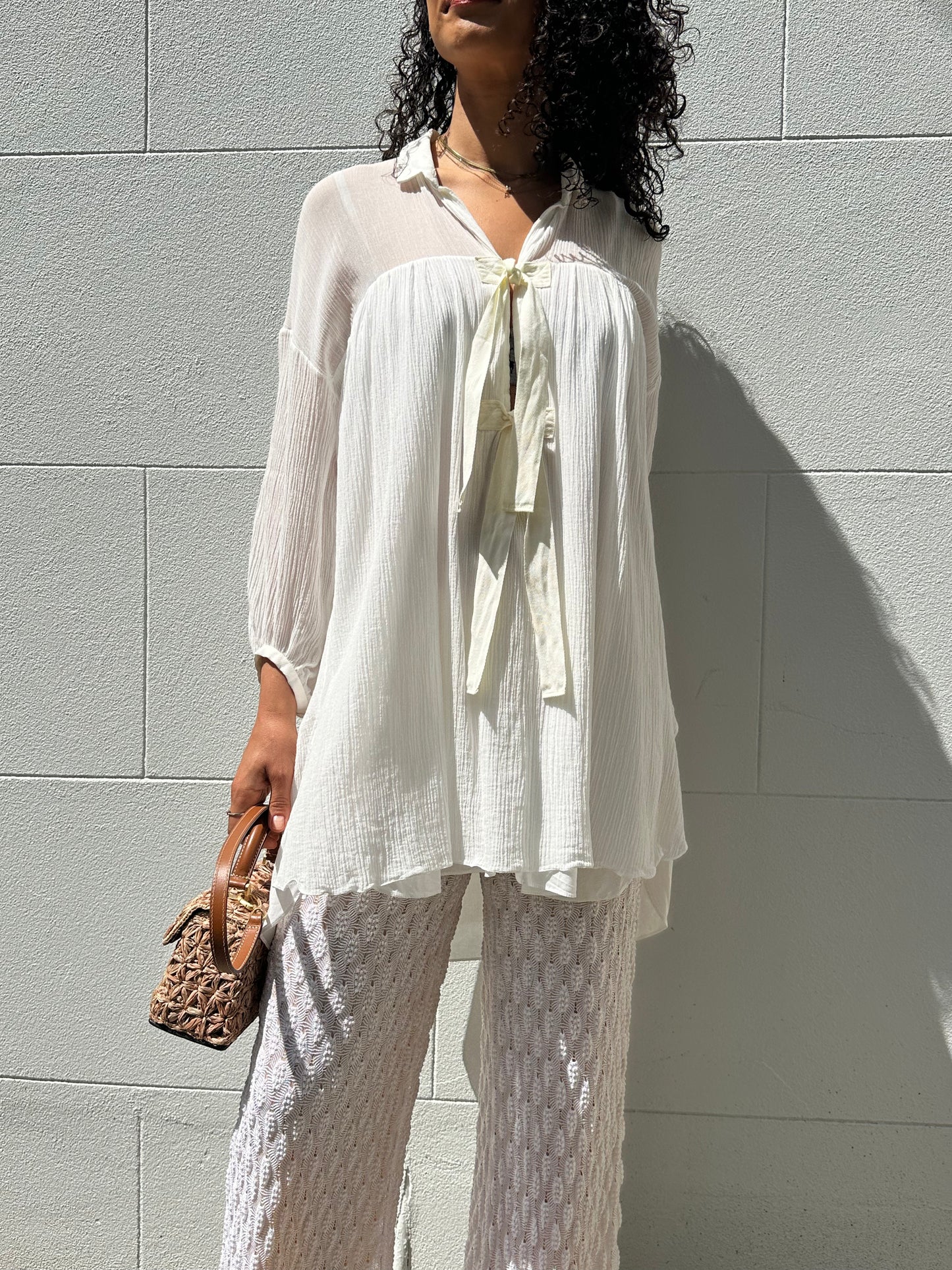 Chloe White Cotton Tie Top Size 38