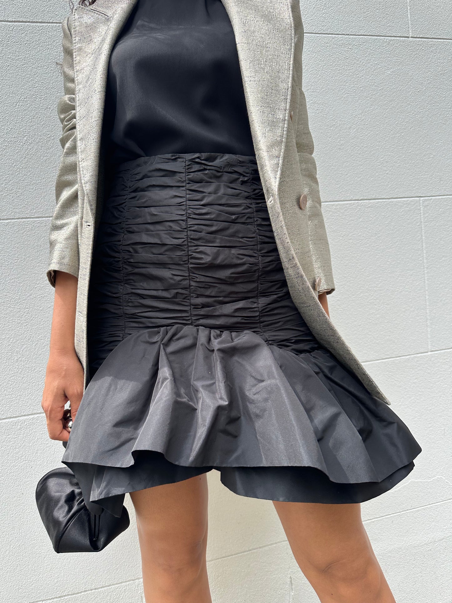 Patou Black Short Taffeta Skirt Size 38