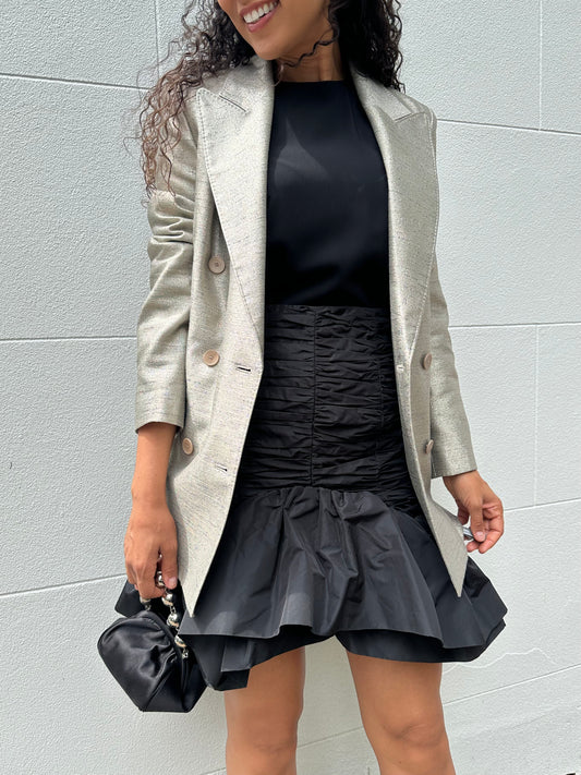 Patou Black Short Taffeta Skirt Size 38