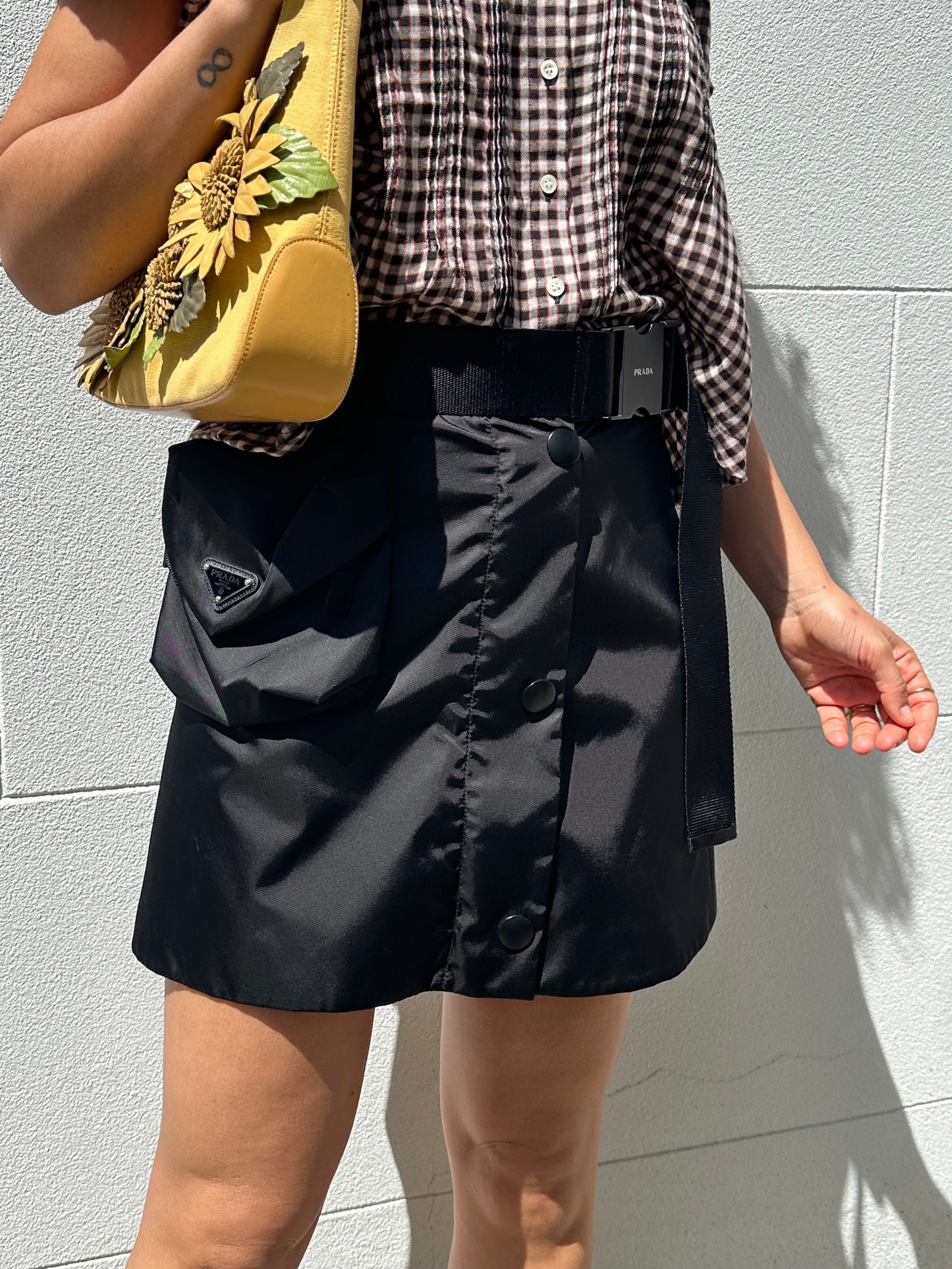 Prada Black Nylon Mini Skirt Size 36