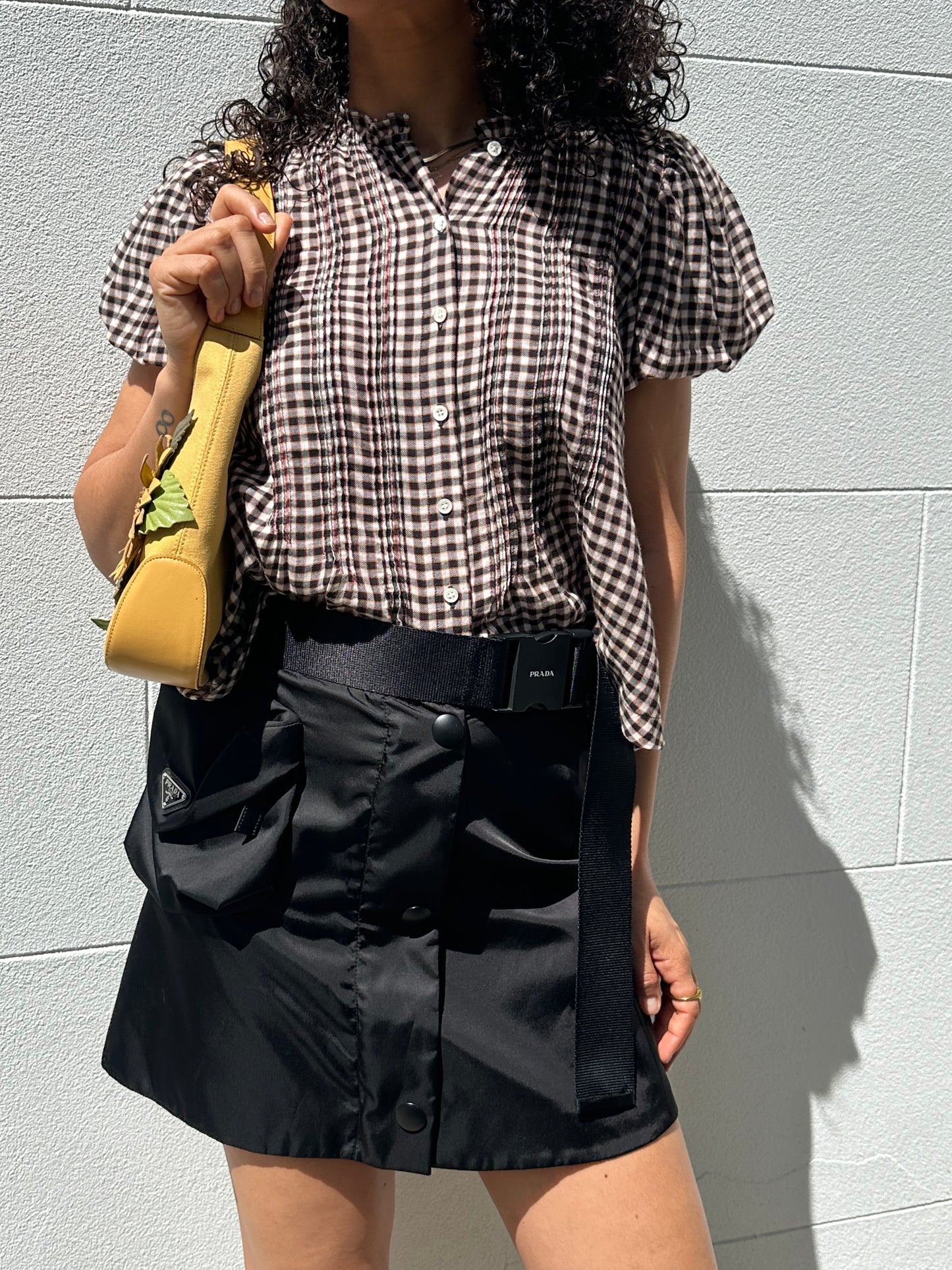 Prada Black Nylon Mini Skirt Size 36