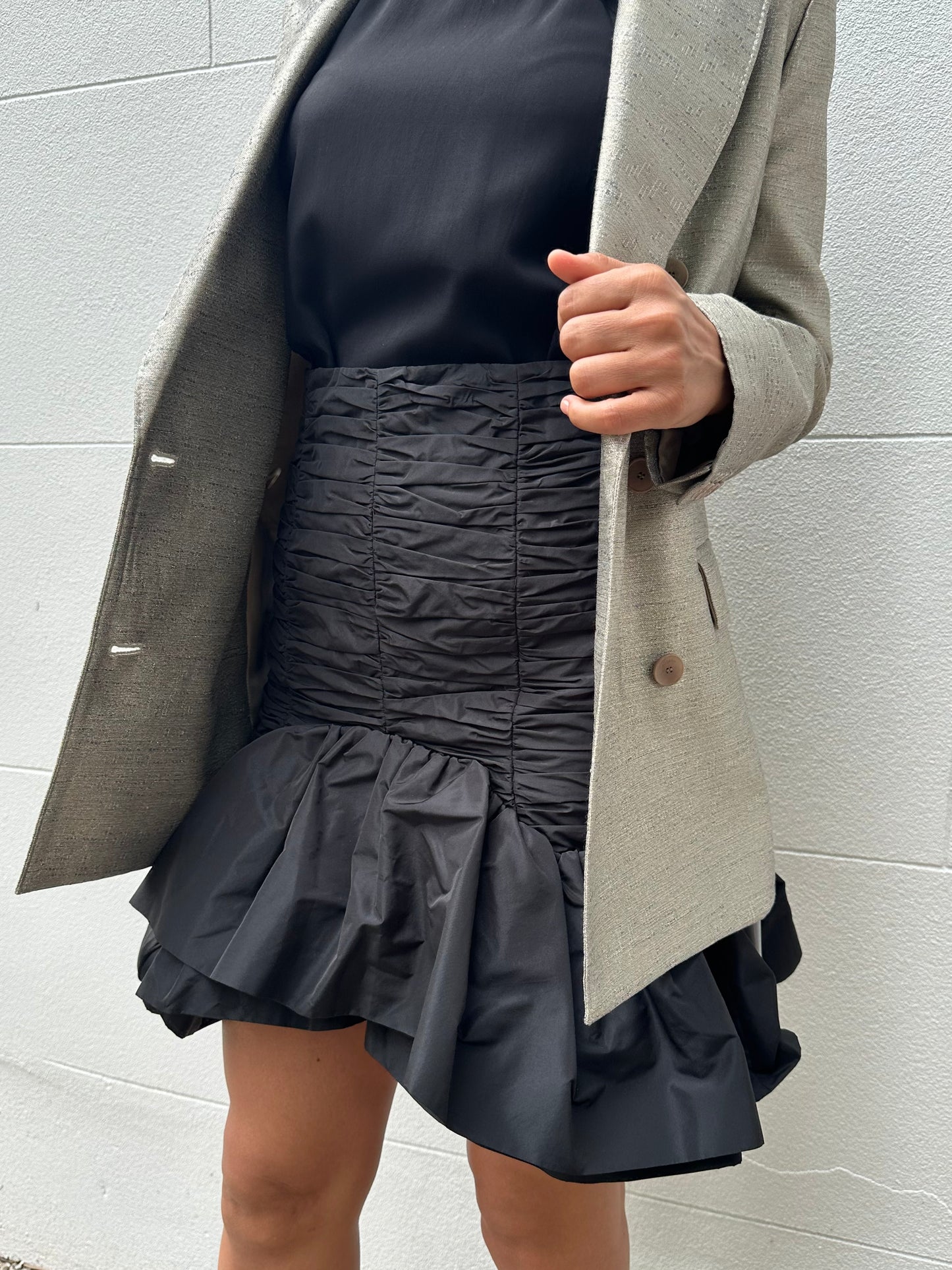 Patou Black Short Taffeta Skirt Size 38