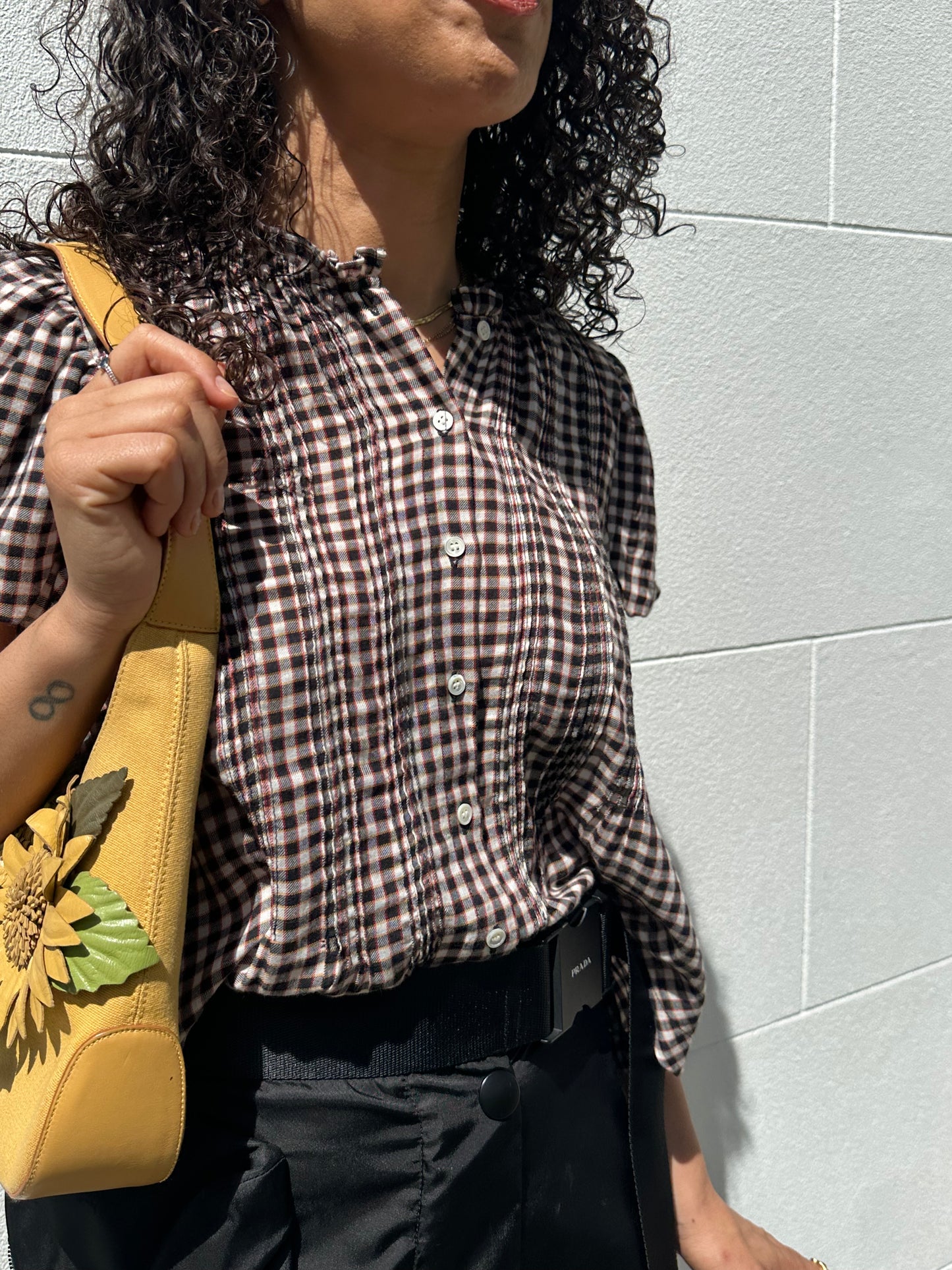 Doen Black Check Top Size M/L