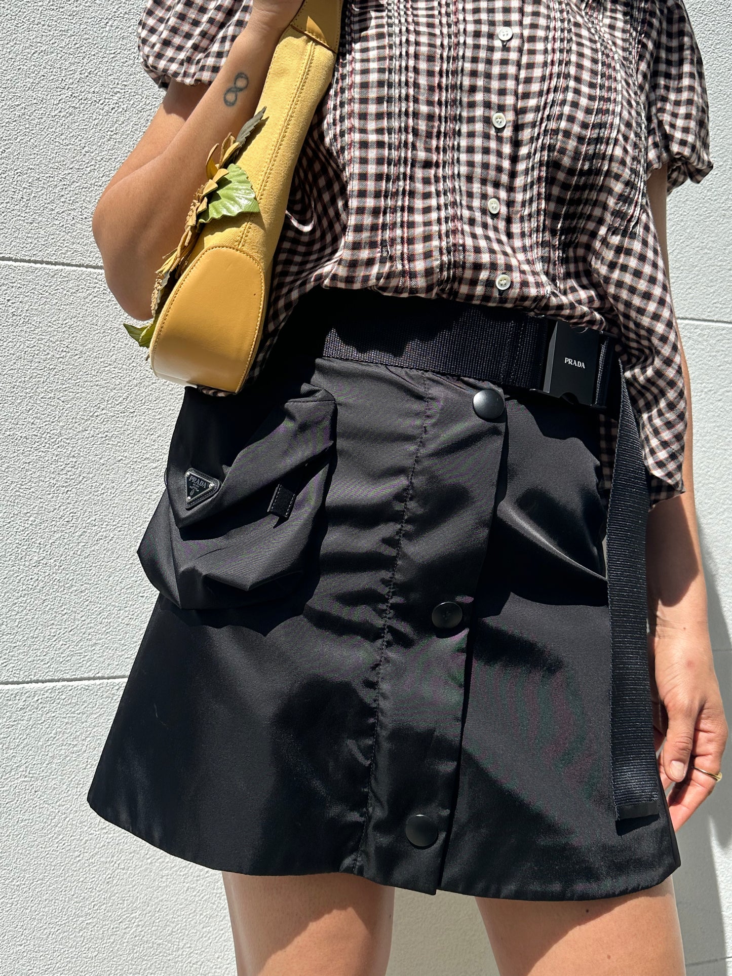 Prada Black Nylon Mini Skirt Size 36