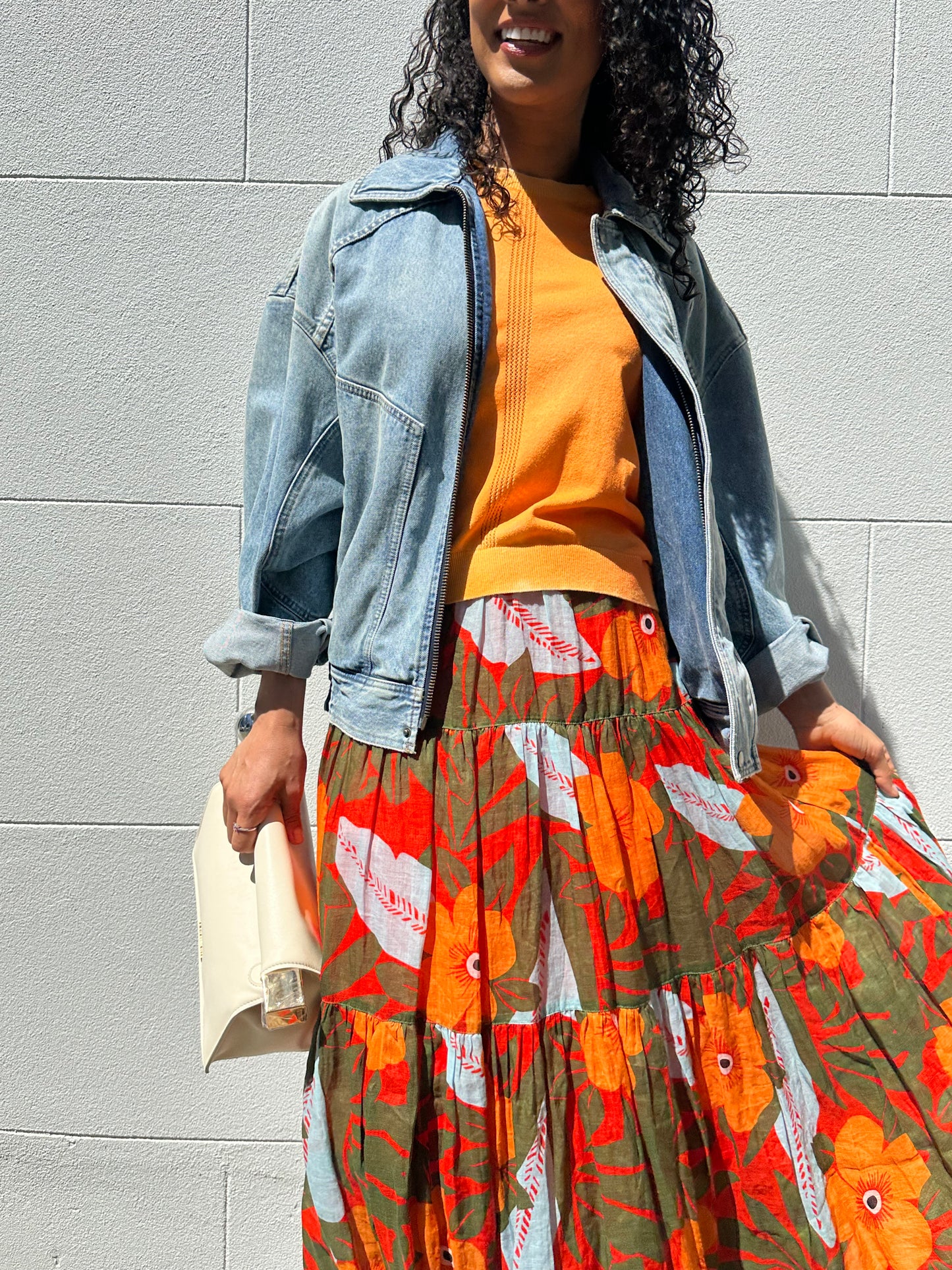 Lee Mathews Orange Print Skirt Size 0