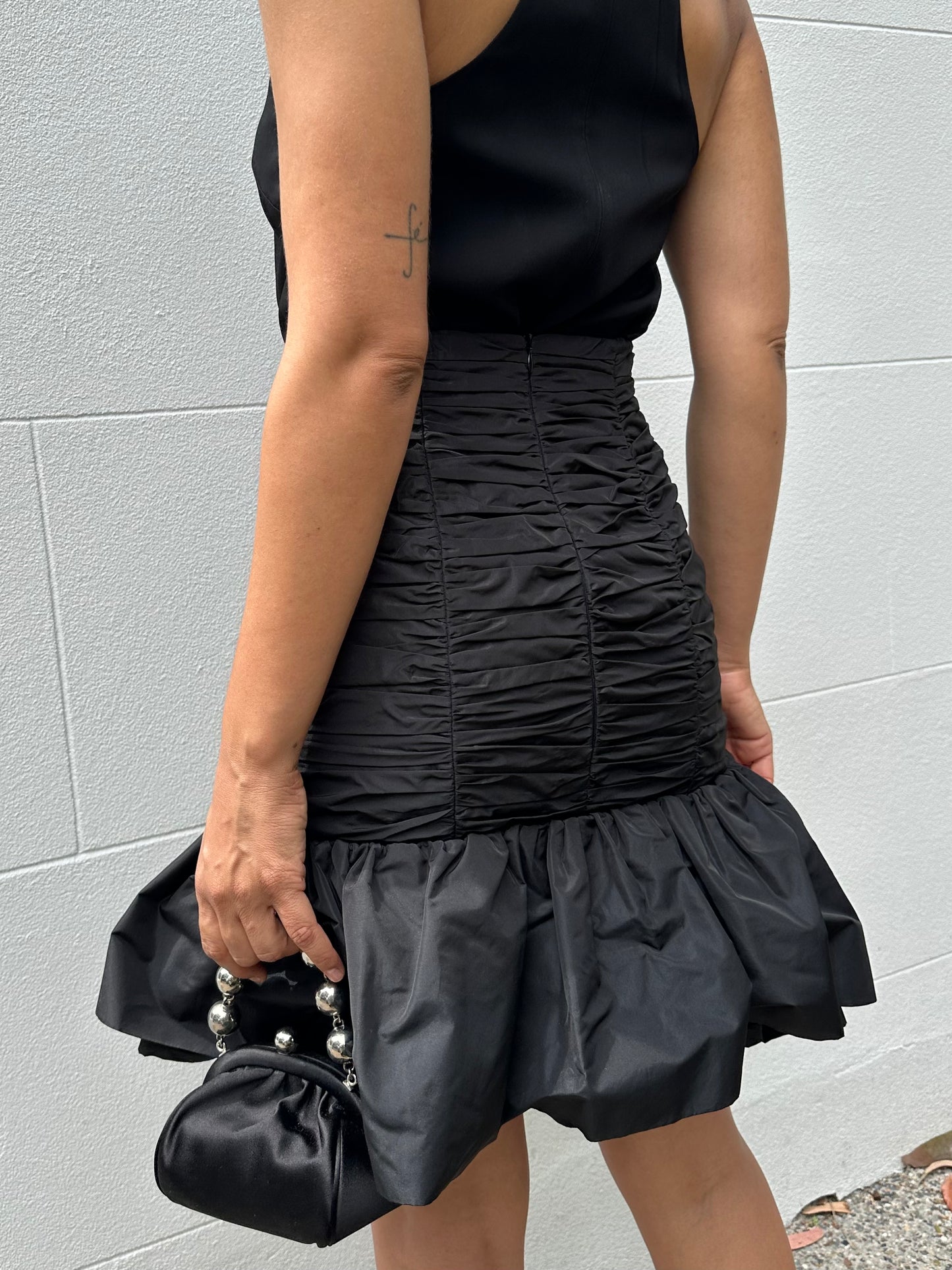 Patou Black Short Taffeta Skirt Size 38