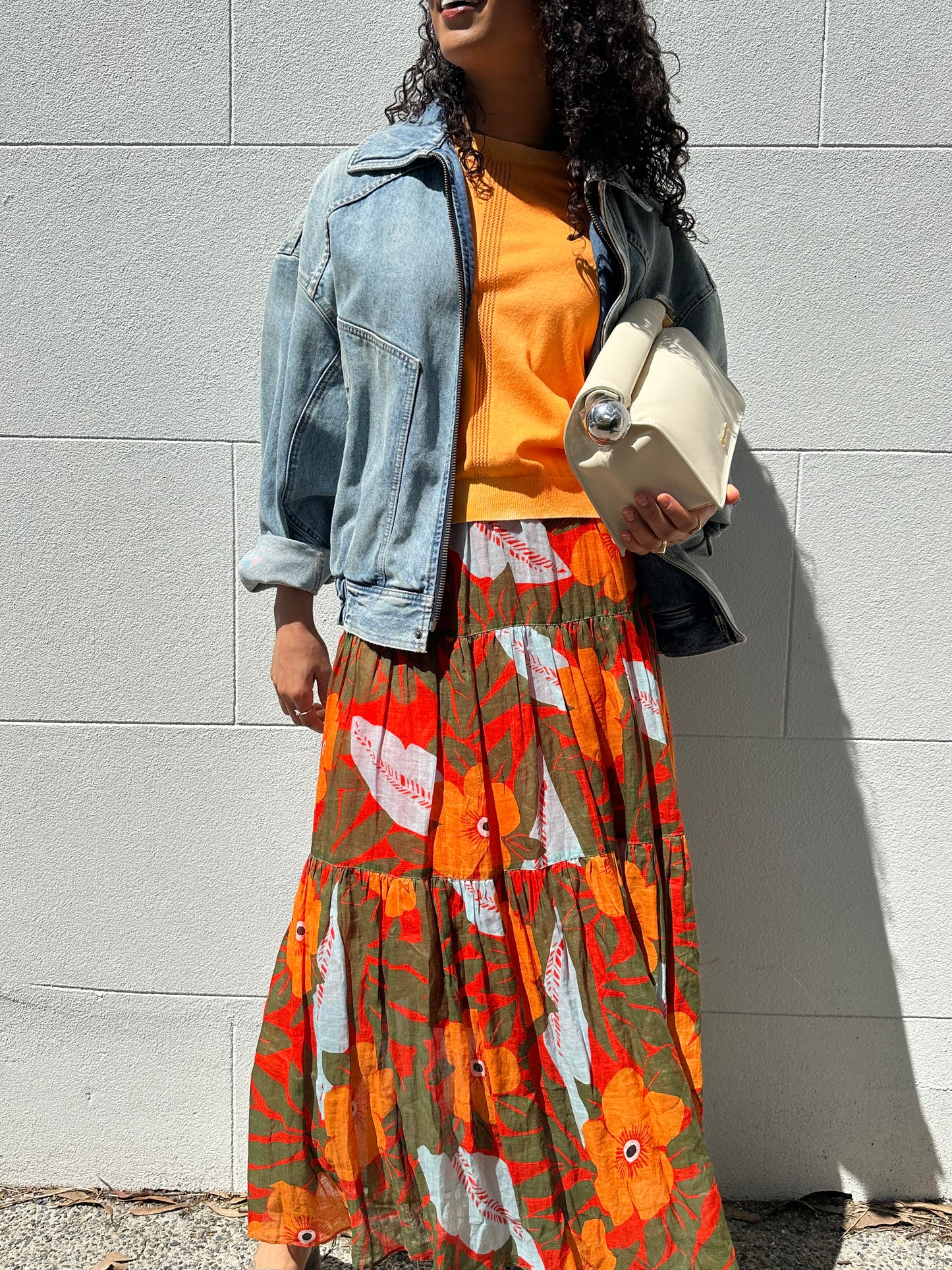 Lee Mathews Orange Print Skirt Size 0