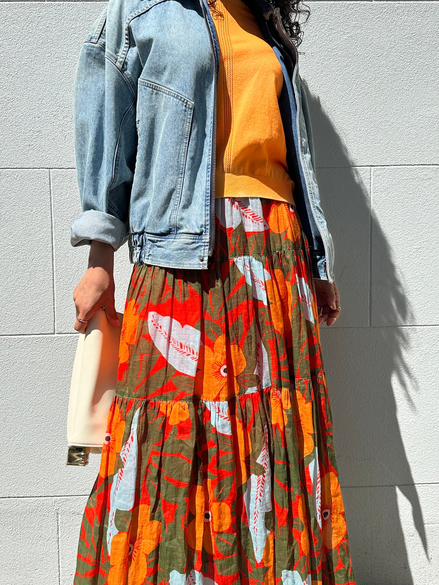 Lee Mathews Orange Print Skirt Size 0