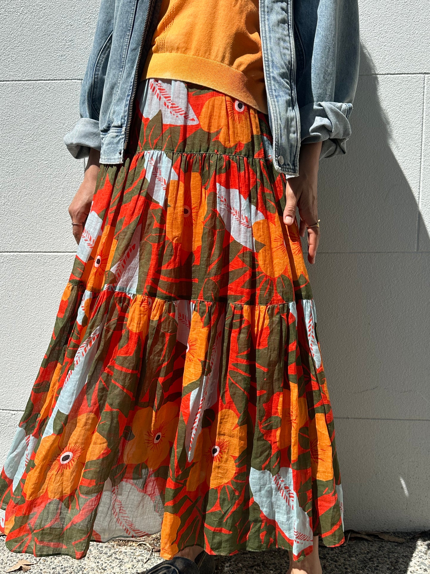 Lee Mathews Orange Print Skirt Size 0