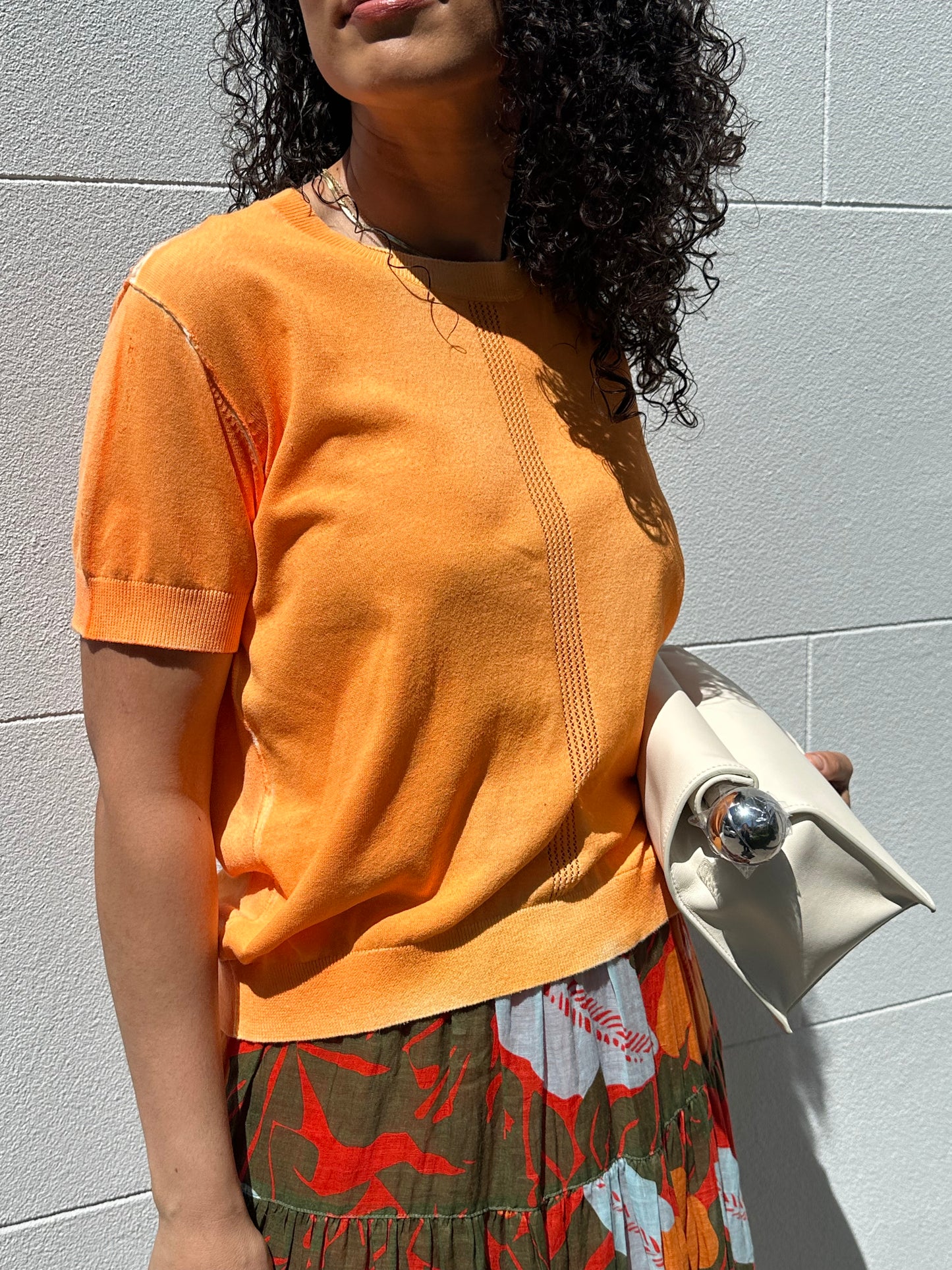 By Freer Orange Cotton Knit Top Size M