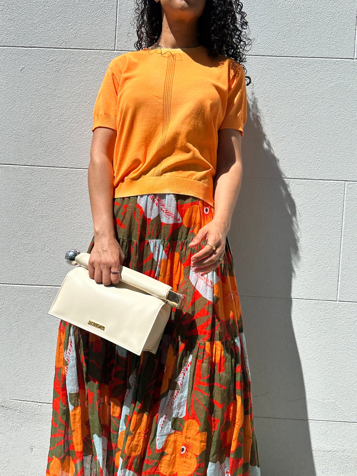 By Freer Orange Cotton Knit Top Size M