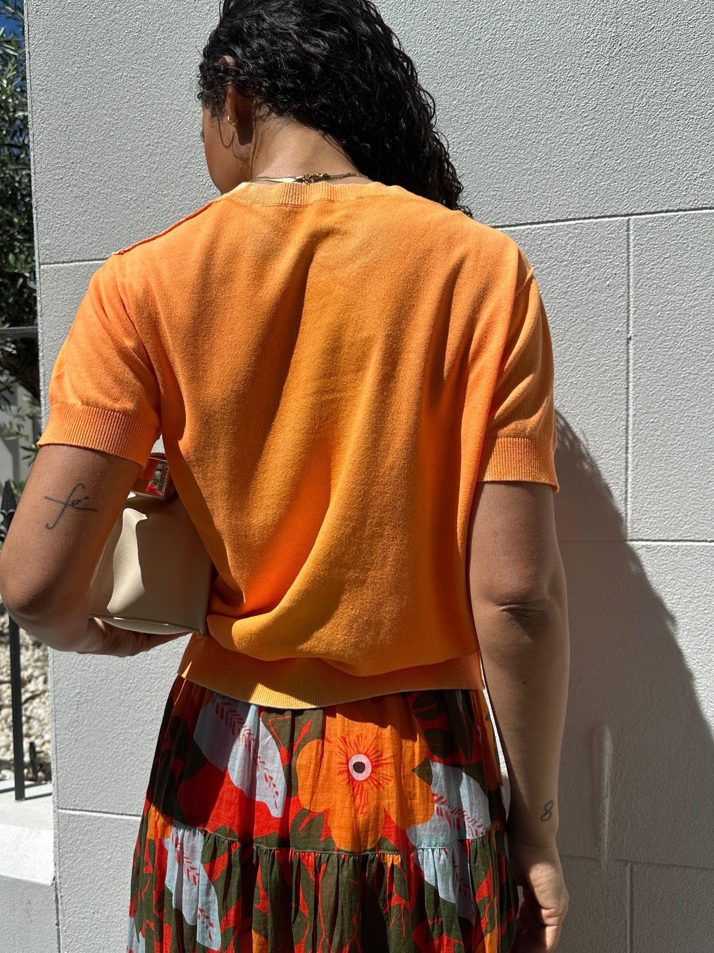 By Freer Orange Cotton Knit Top Size M