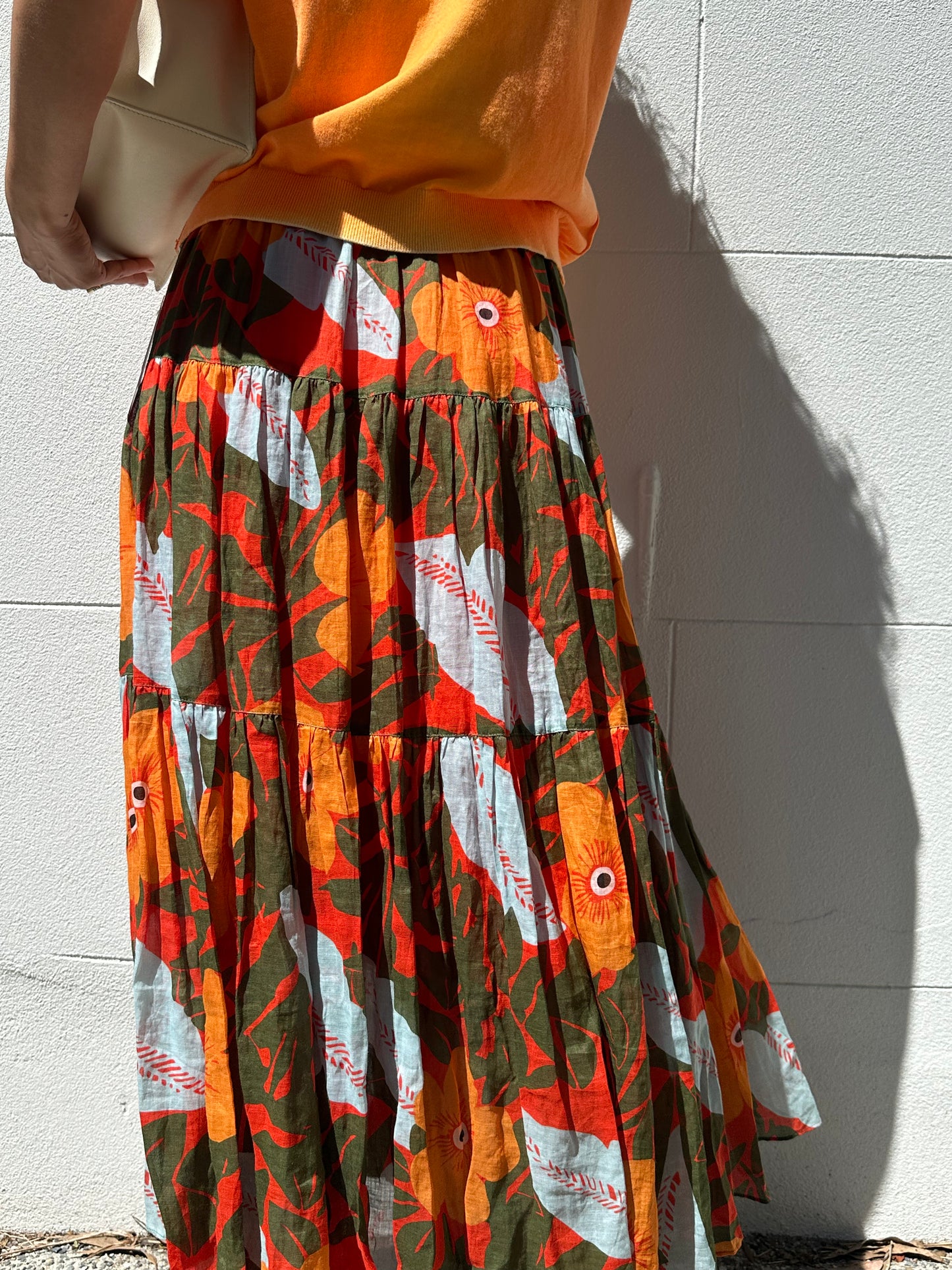 Lee Mathews Orange Print Skirt Size 0