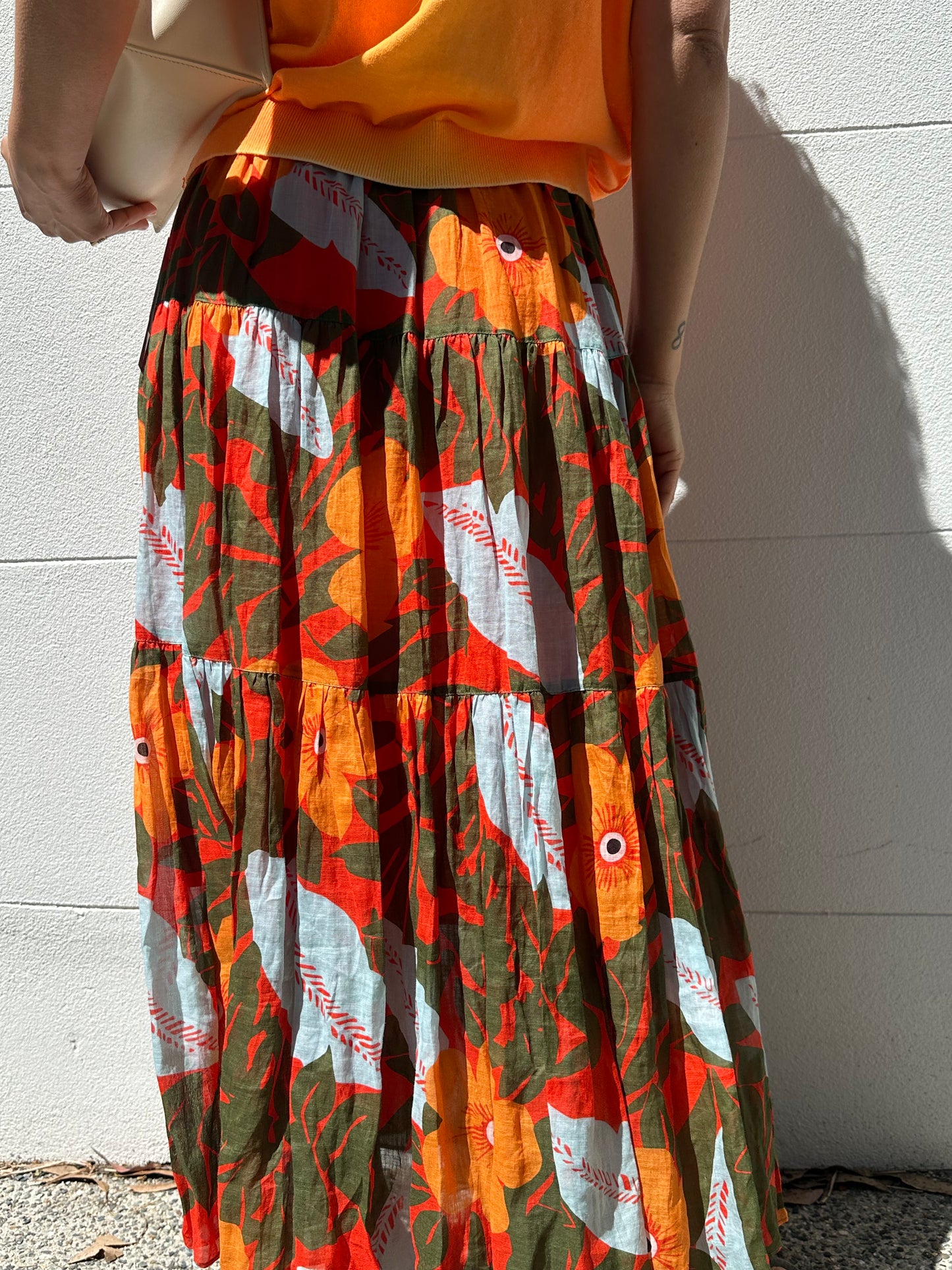 Lee Mathews Orange Print Skirt Size 0
