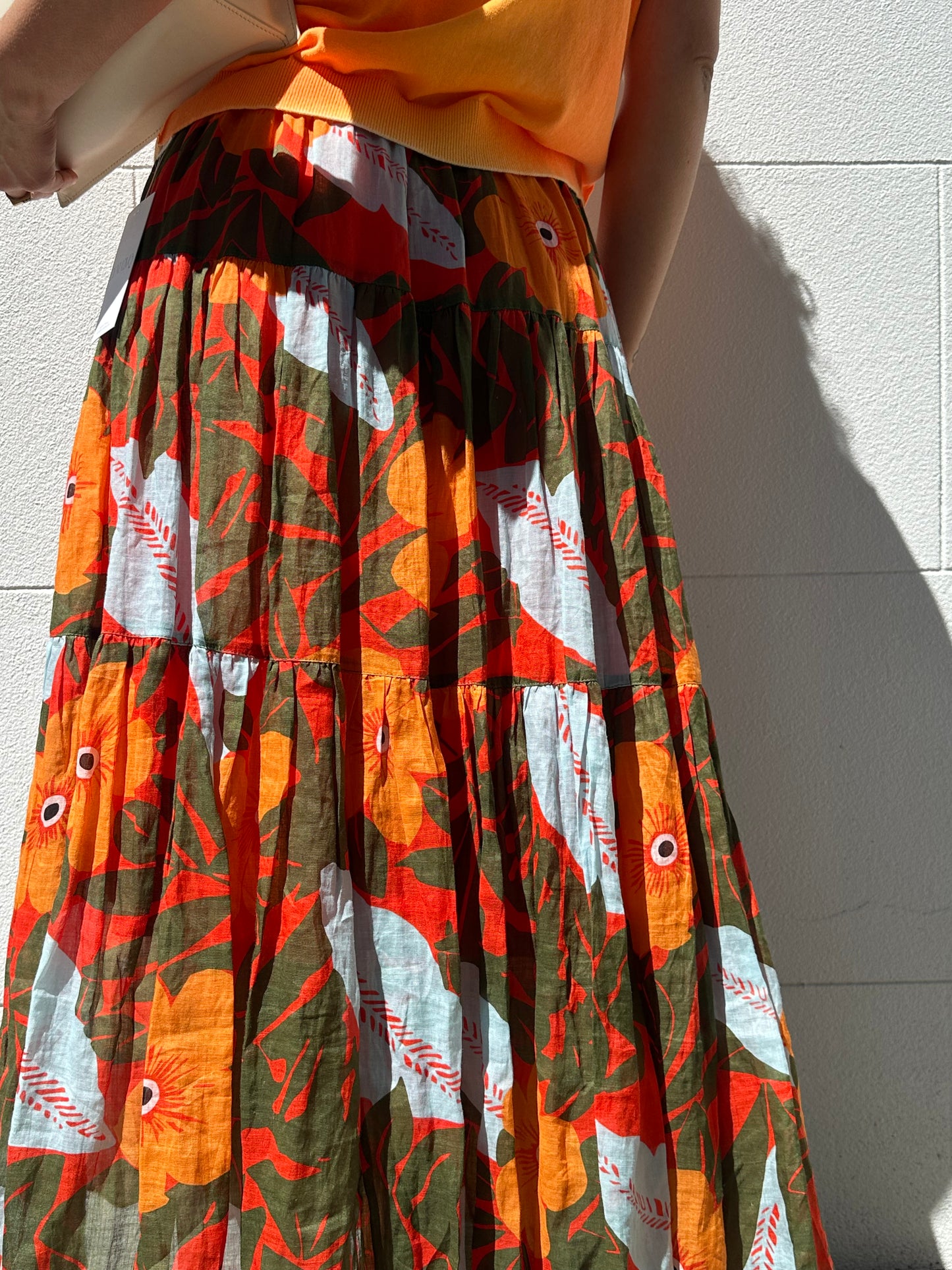 Lee Mathews Orange Print Skirt Size 0