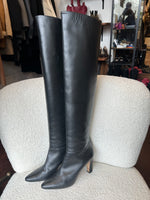 Manolo Blahnik High Black Leather Boots Size 40