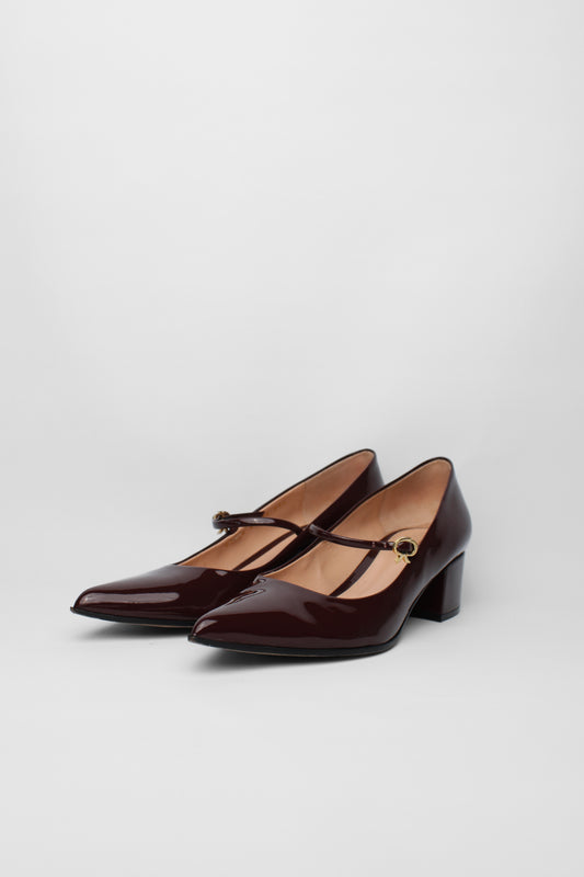 Gianvito Rossi Burgundy Patent Heeled Shoes Size 39.5