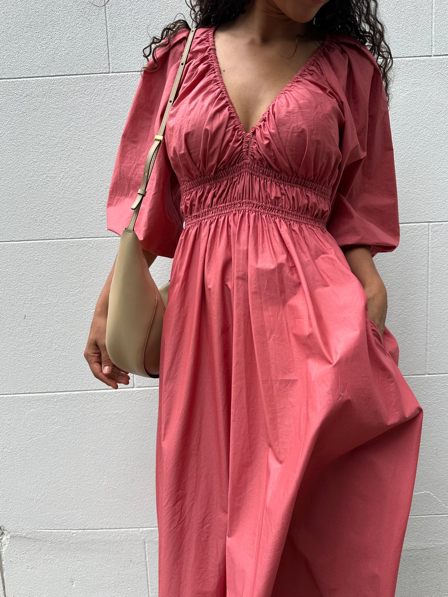 Matteau Peach Gather Dress Size 1