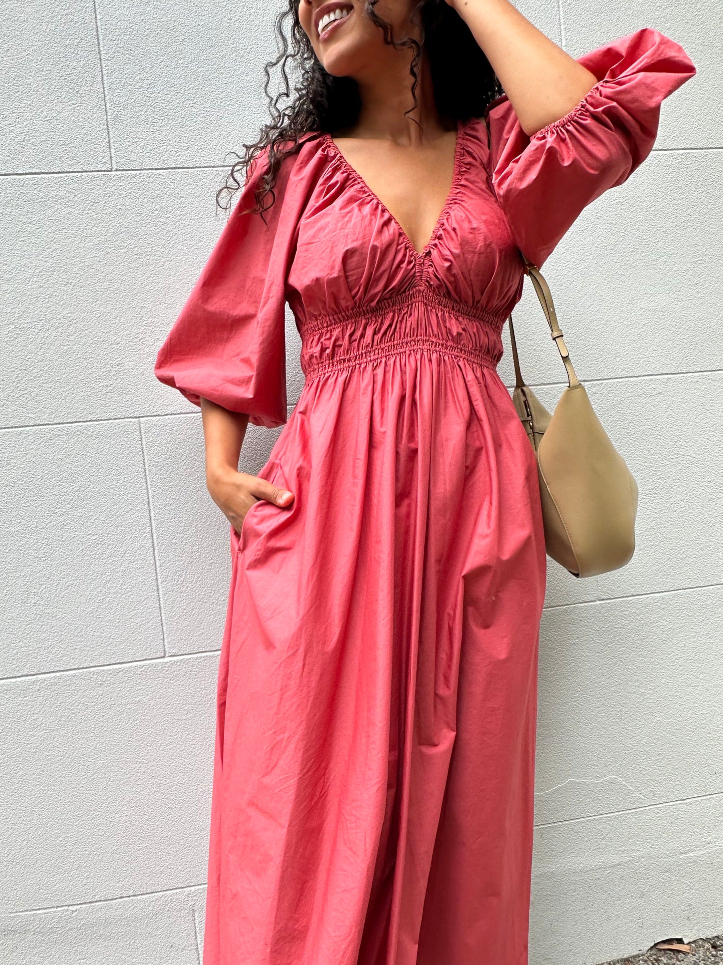 Matteau Peach Gather Dress Size 1