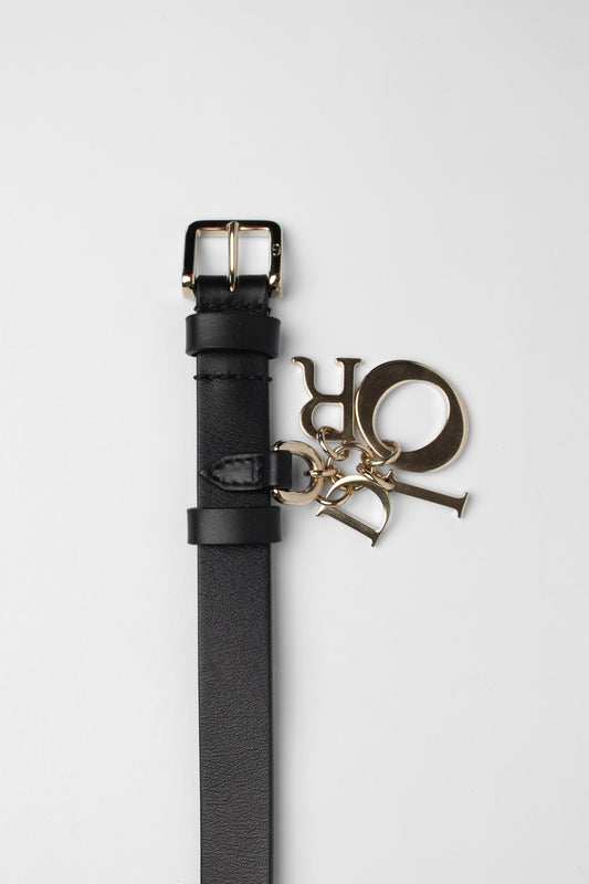 Dior Thin Black Leather Belt