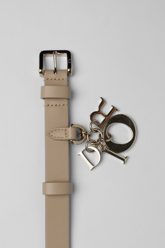 Dior Thin Taupe Leather Belt