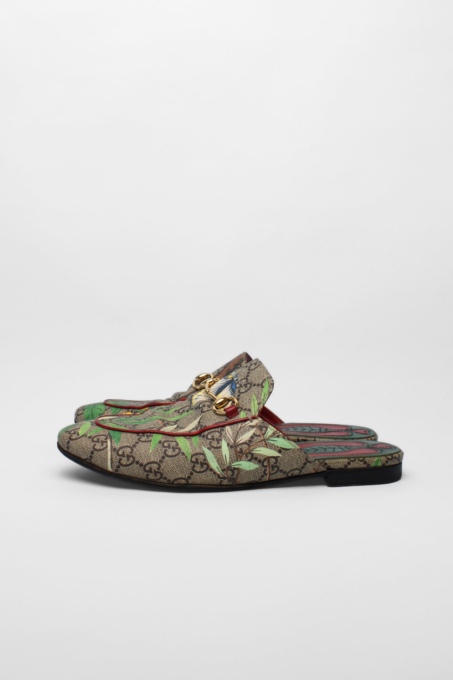 Gucci Princeton parrot print Horsebit mules Size 39