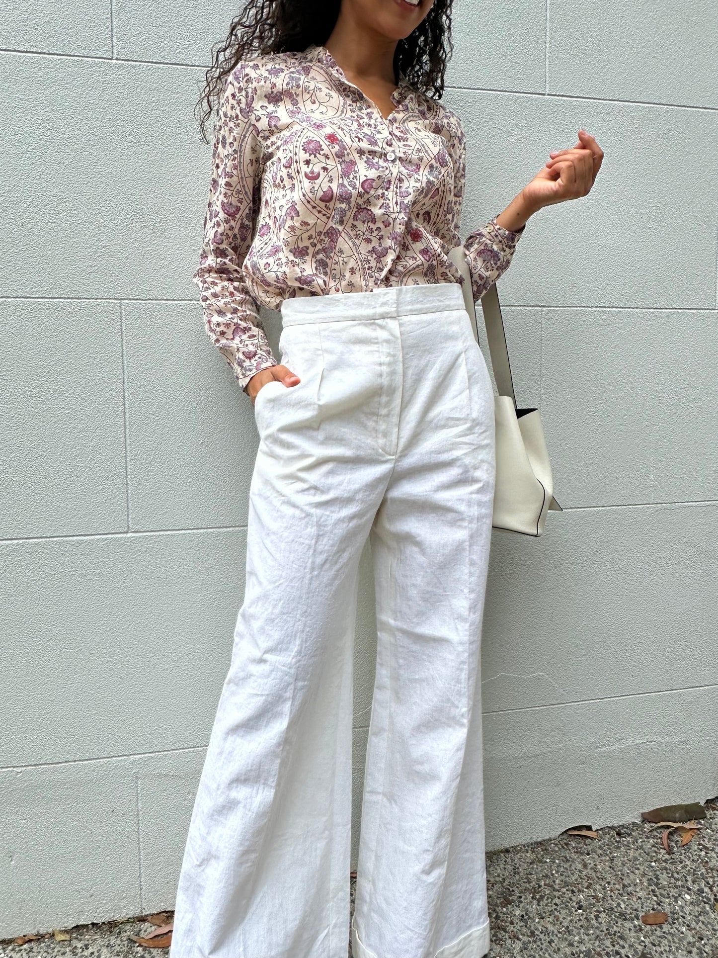 Chanel White Wide Leg Pant Size 38